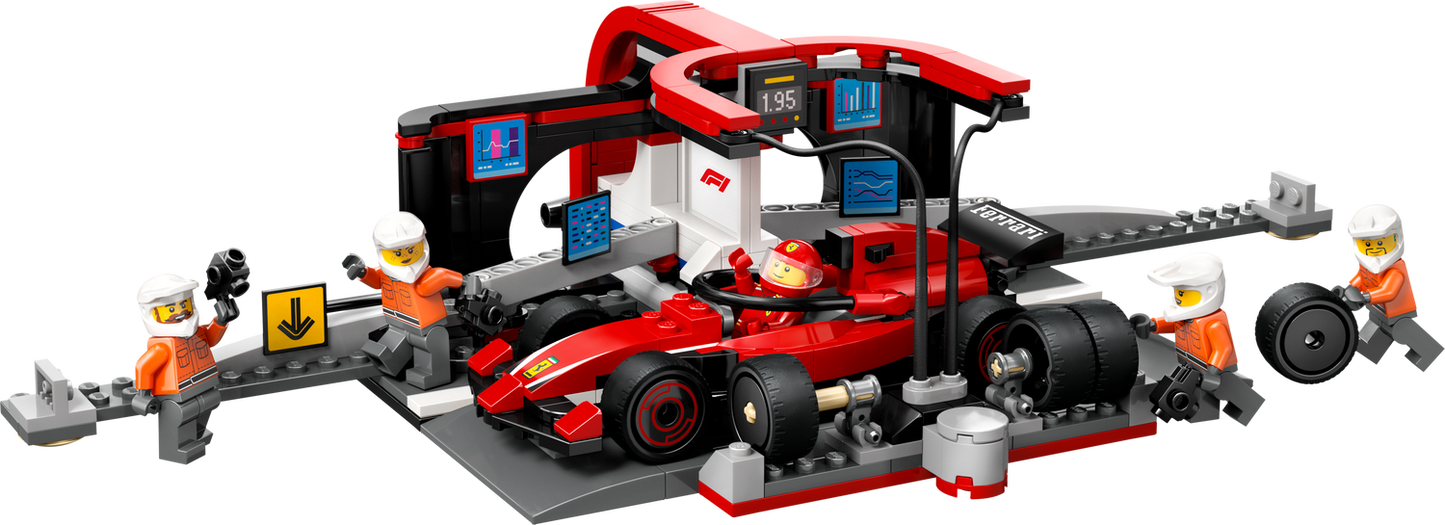 City 60443 F1 Boxenstopp mit Boxencrew und Ferrari Flitzer