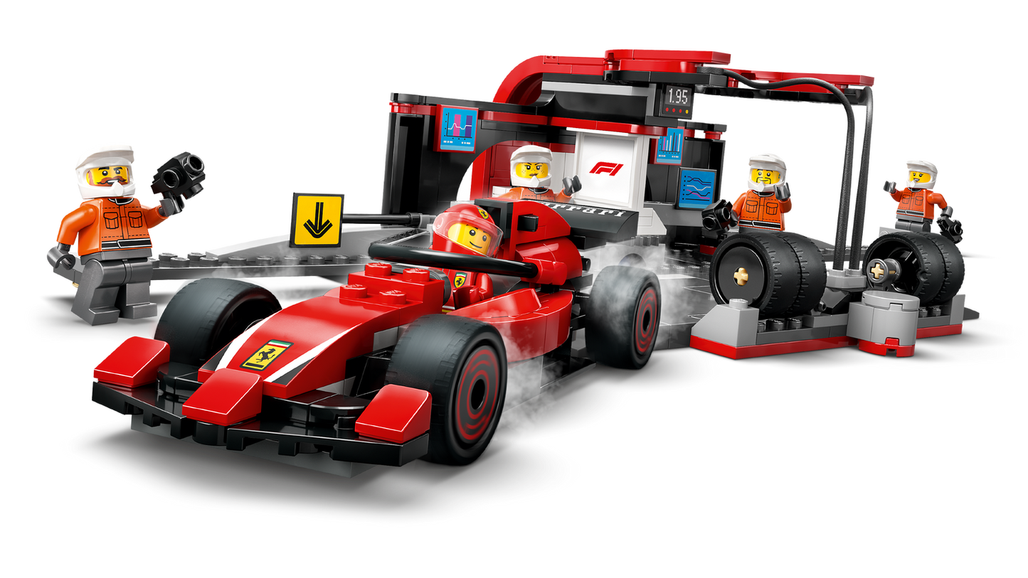 City 60443 F1 Boxenstopp mit Boxencrew und Ferrari Flitzer