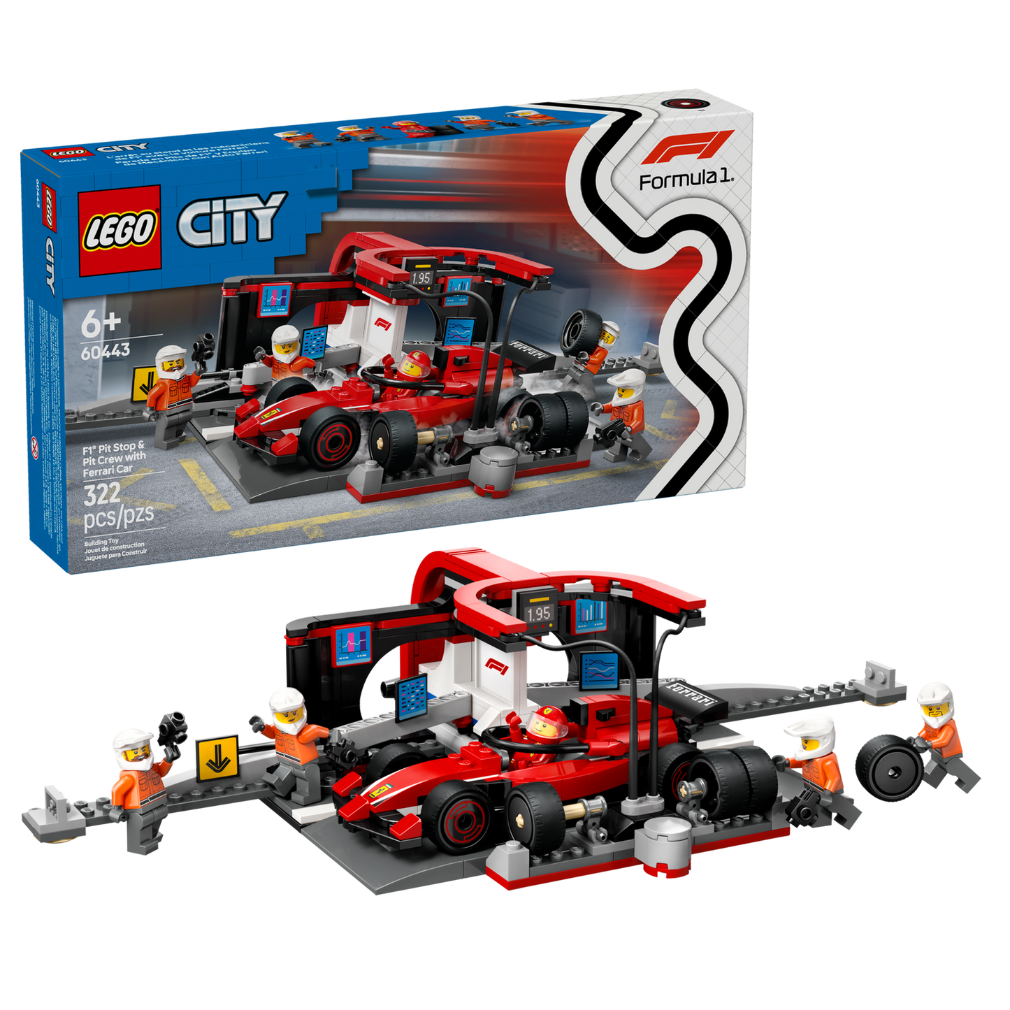 City 60443 F1 Boxenstopp mit Boxencrew und Ferrari Flitzer