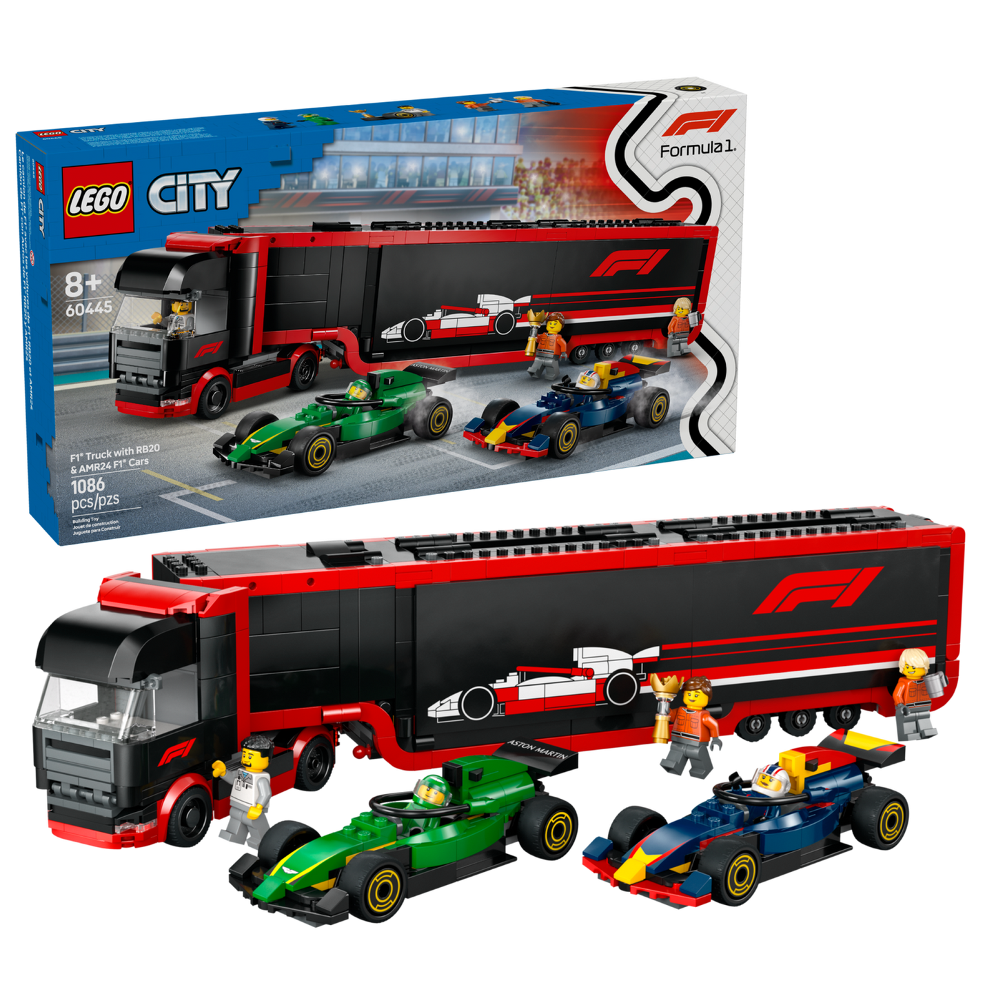 City 60445 F1 Transporter mit RB20 & AMR24 F1 Rennautos