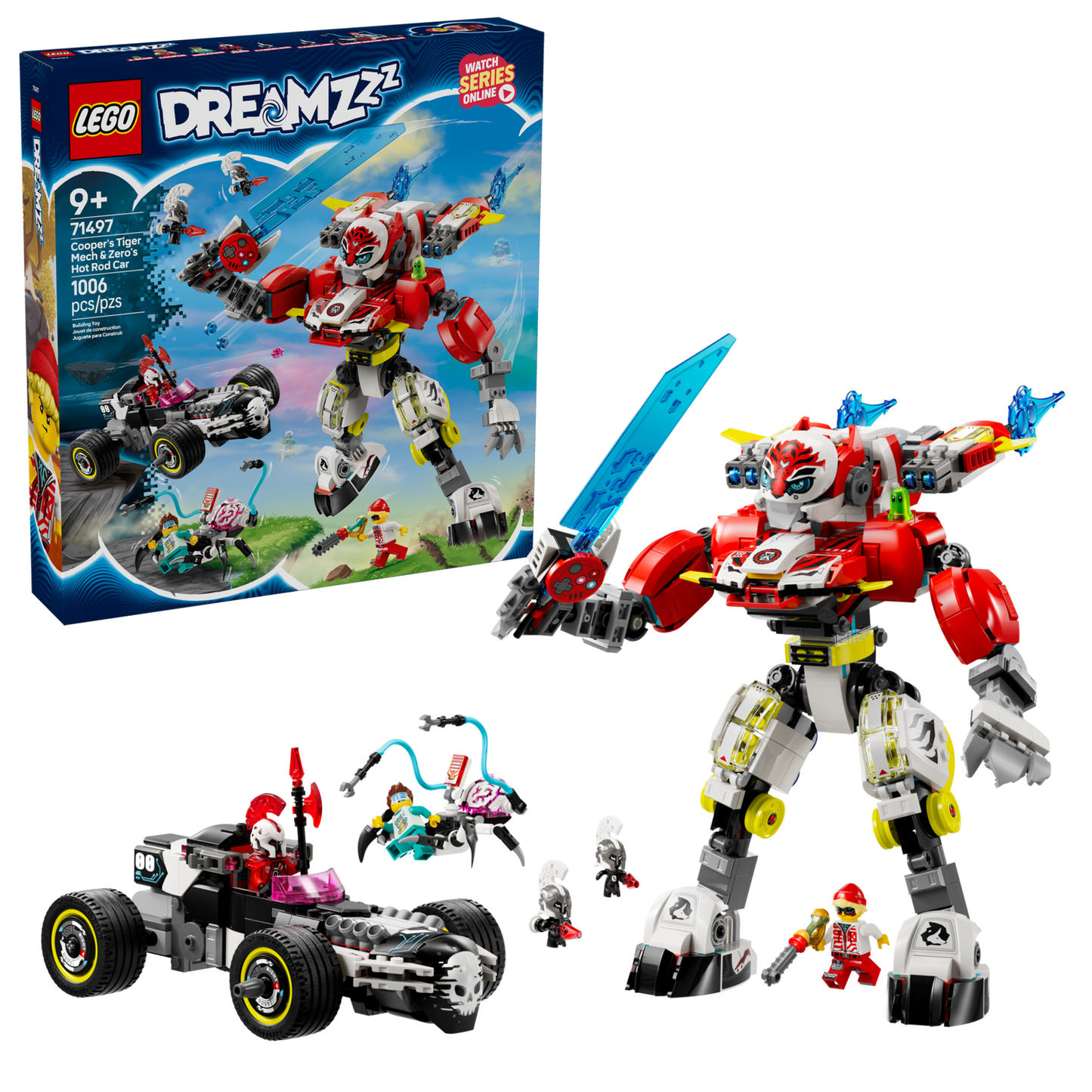 DREAMZzz 71497 Coopers Tiger-Mech und Zero's Hot Rod Auto