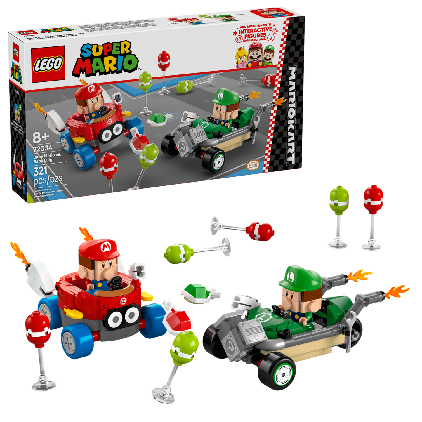 Super Mario 72034 Mario Kart Baby Mario vs. Baby Luigi