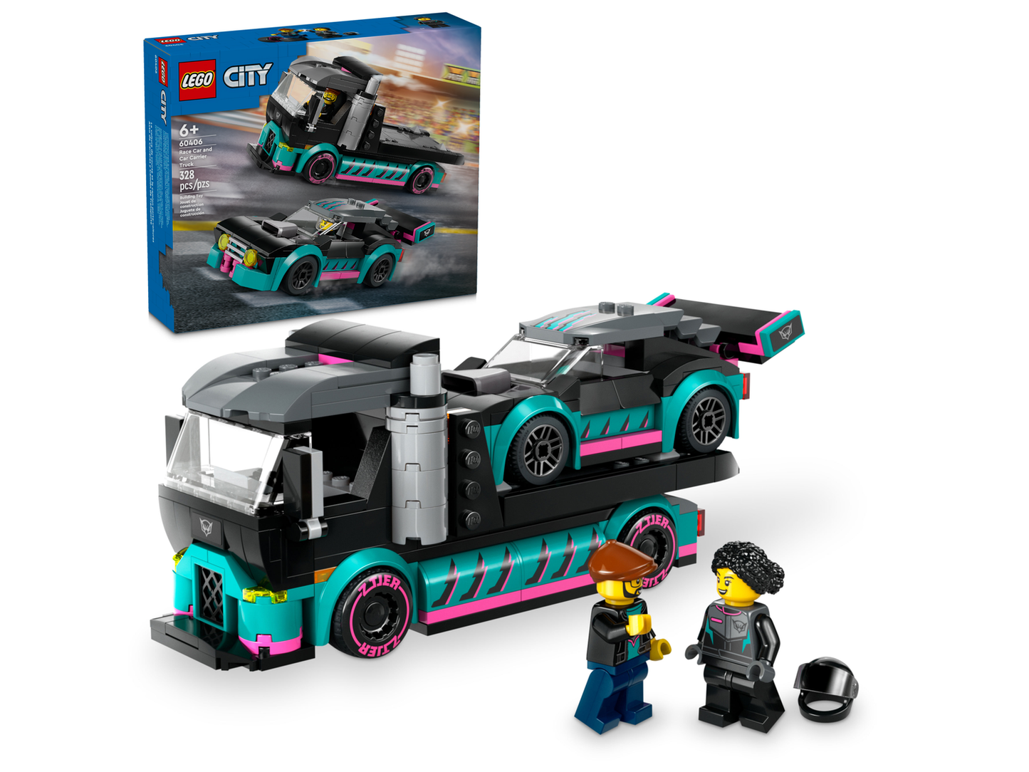City 60406 Autotransporter mit Rennwagen