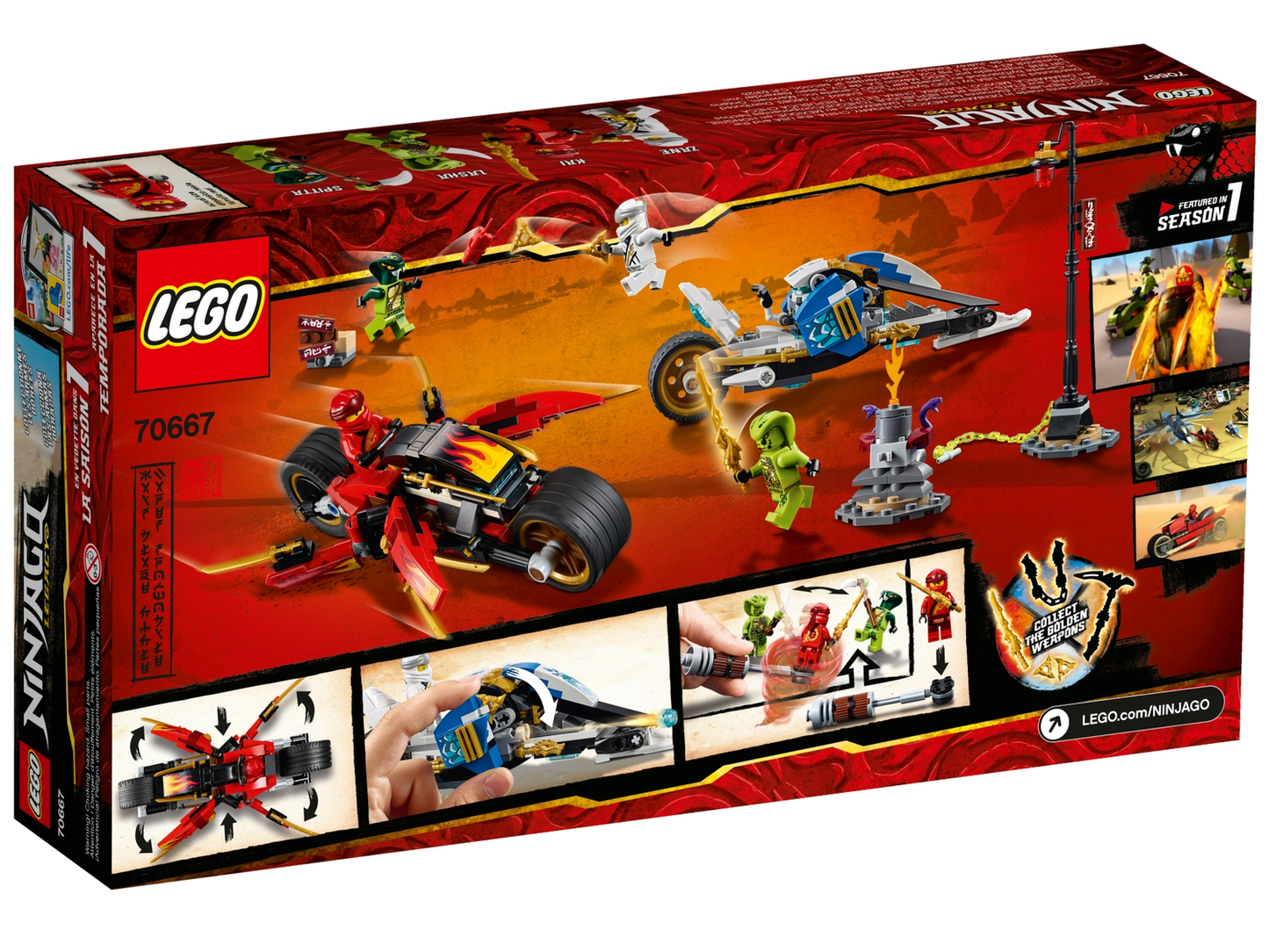 NINJAGO 70667 Kais Feuer-Bike & Zanes Schneemobil