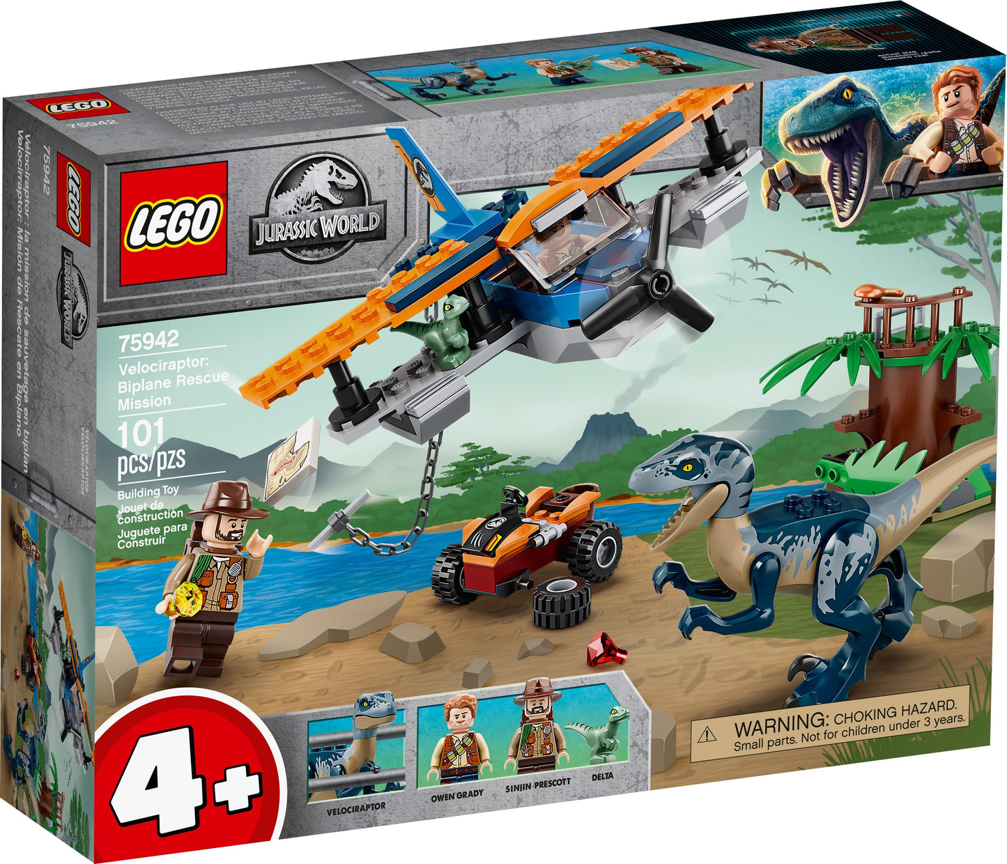 Jurassic World 75942 Velociraptor Rettungsmission mit dem Doppeldecker