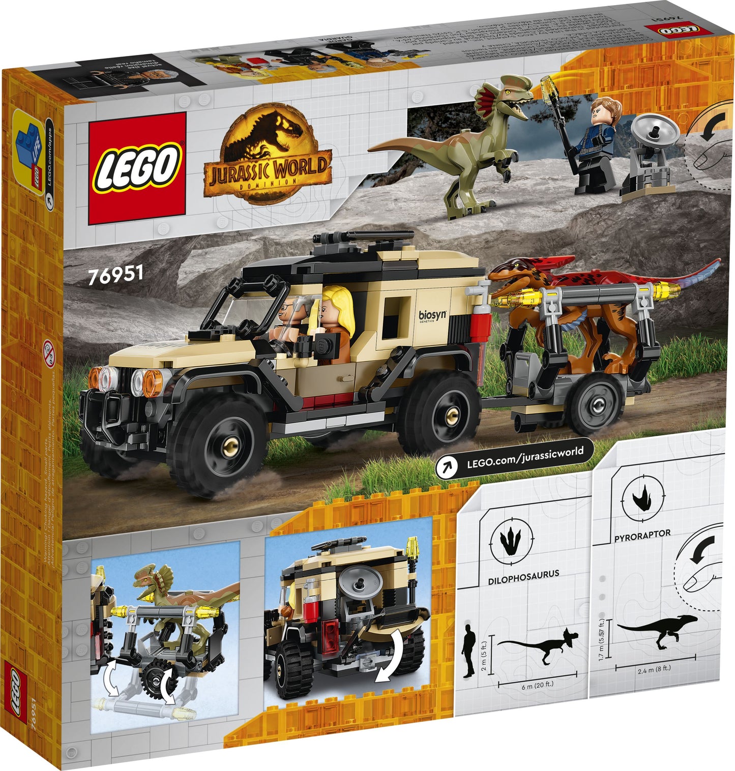 Jurassic World 76951 Pyroraptor& Dilophosaurus Transport
