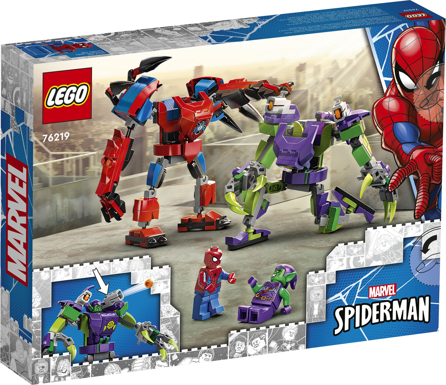 Super Heroes 76219 Spider-Mans und Green Goblins Mech-Duell